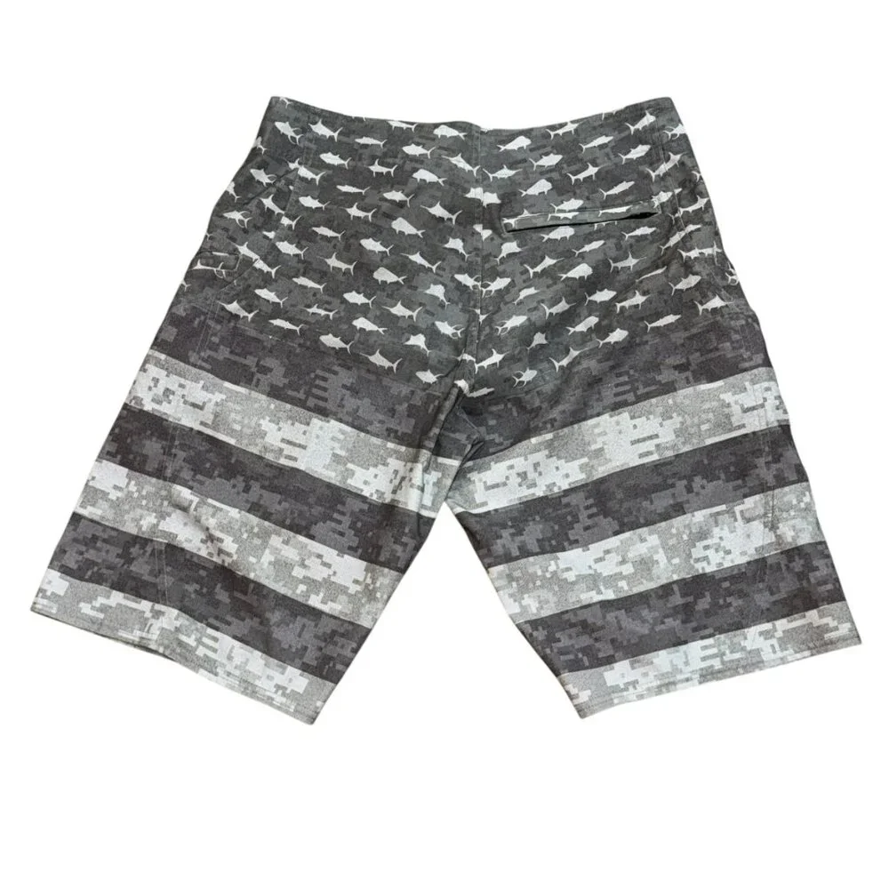 Pelagic Americamo Sharkskin Boardshorts Grey Size 32 Swim Bathing‎ Suit